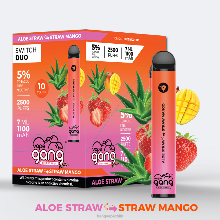Vape Gang Switch Duo 2 sabores (caja de 10) aloe fresa - mango fresa - Bape Vape flavors 2N68T38