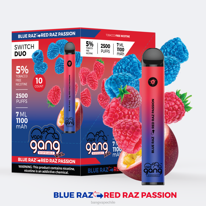 Vape Gang Switch Duo 2 sabores (caja de 10) manzana roja - manzana verde - vape with a Bang disposable 2N68T46