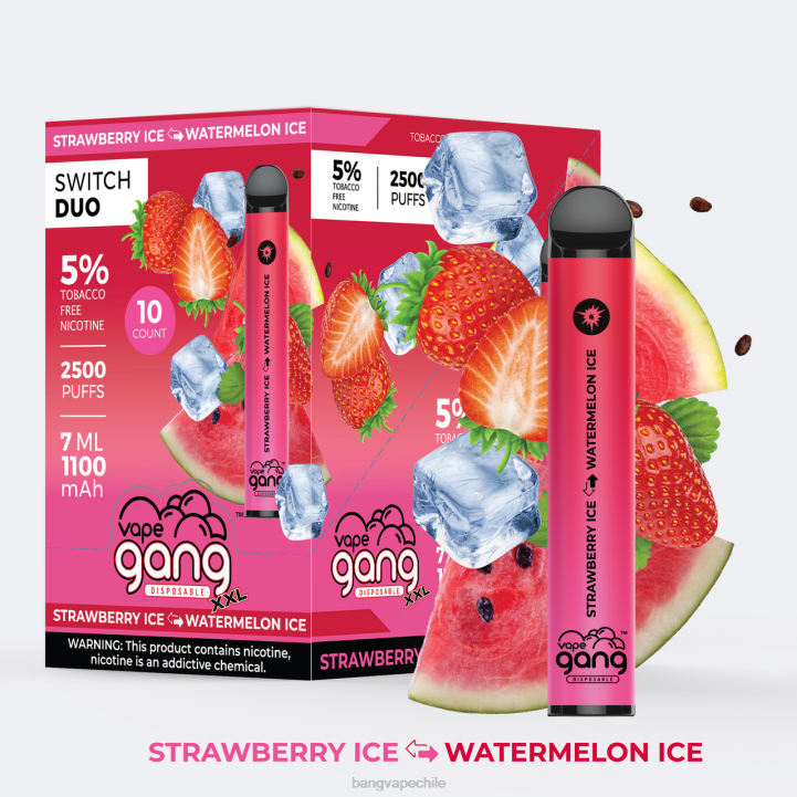 Vape Gang Switch Duo 2 sabores (caja de 10) manzana roja - manzana verde - vape with a Bang disposable 2N68T46