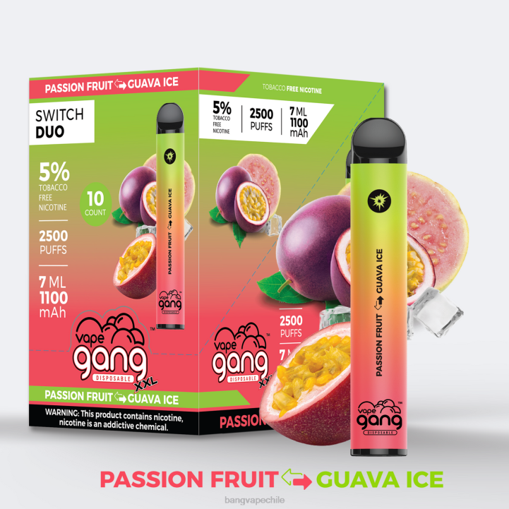 Vape Gang Switch Duo 2 sabores (caja de 10) maracuyá - hielo de guayaba - Vape Gang Chile 2N68T44