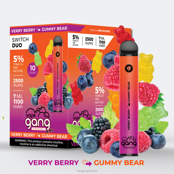 Vape Gang Switch Duo 2 sabores (caja de 10) uva de aloe - baya de aloe - Bang disposable vape flavors 2N68T39