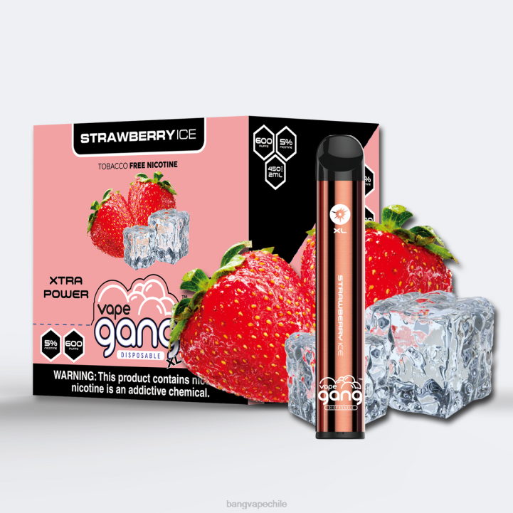 Vape Gang XL vaporizadores desechables 600 inhalaciones (caja de 10) hielo de fresa - vape with a Bang disposable 2N68T78