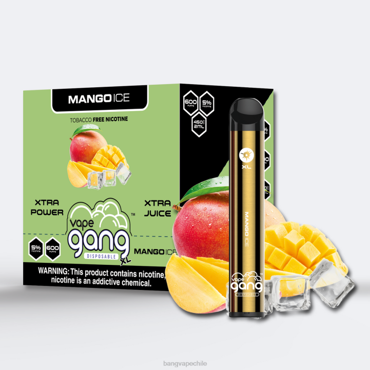 Vape Gang XL vaporizadores desechables 600 inhalaciones (caja de 10) hielo de mango - vape with a Bang disposable 2N68T68