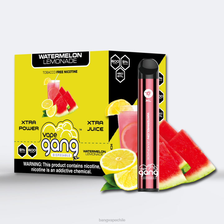 Vape Gang XL vaporizadores desechables 600 inhalaciones (caja de 10) limonada de sandia - Bape Vape Chile 2N68T65