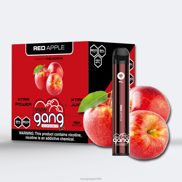Vape Gang XL vaporizadores desechables 600 inhalaciones (caja de 10) manzana roja - Bape Vape precio 2N68T73