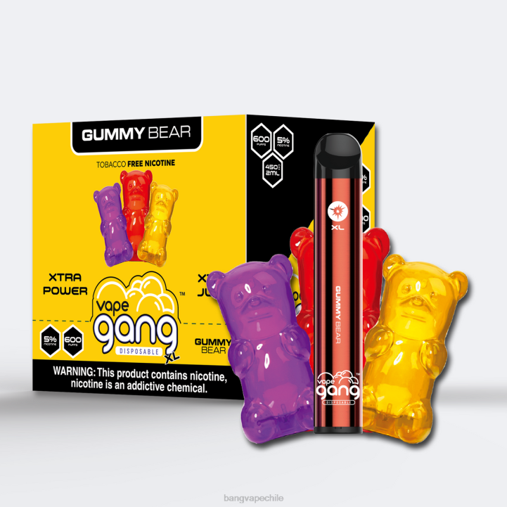 Vape Gang XL vaporizadores desechables 600 inhalaciones (caja de 10) osito de goma - vape desechable Bang 2N68T64