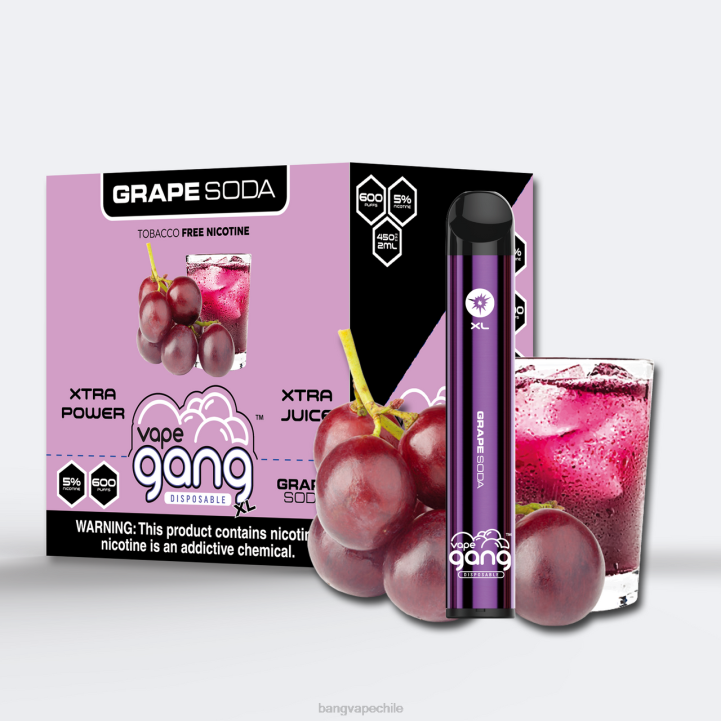 Vape Gang XL vaporizadores desechables 600 inhalaciones (caja de 10) refresco de uva - Bang disposable vape flavors 2N68T71