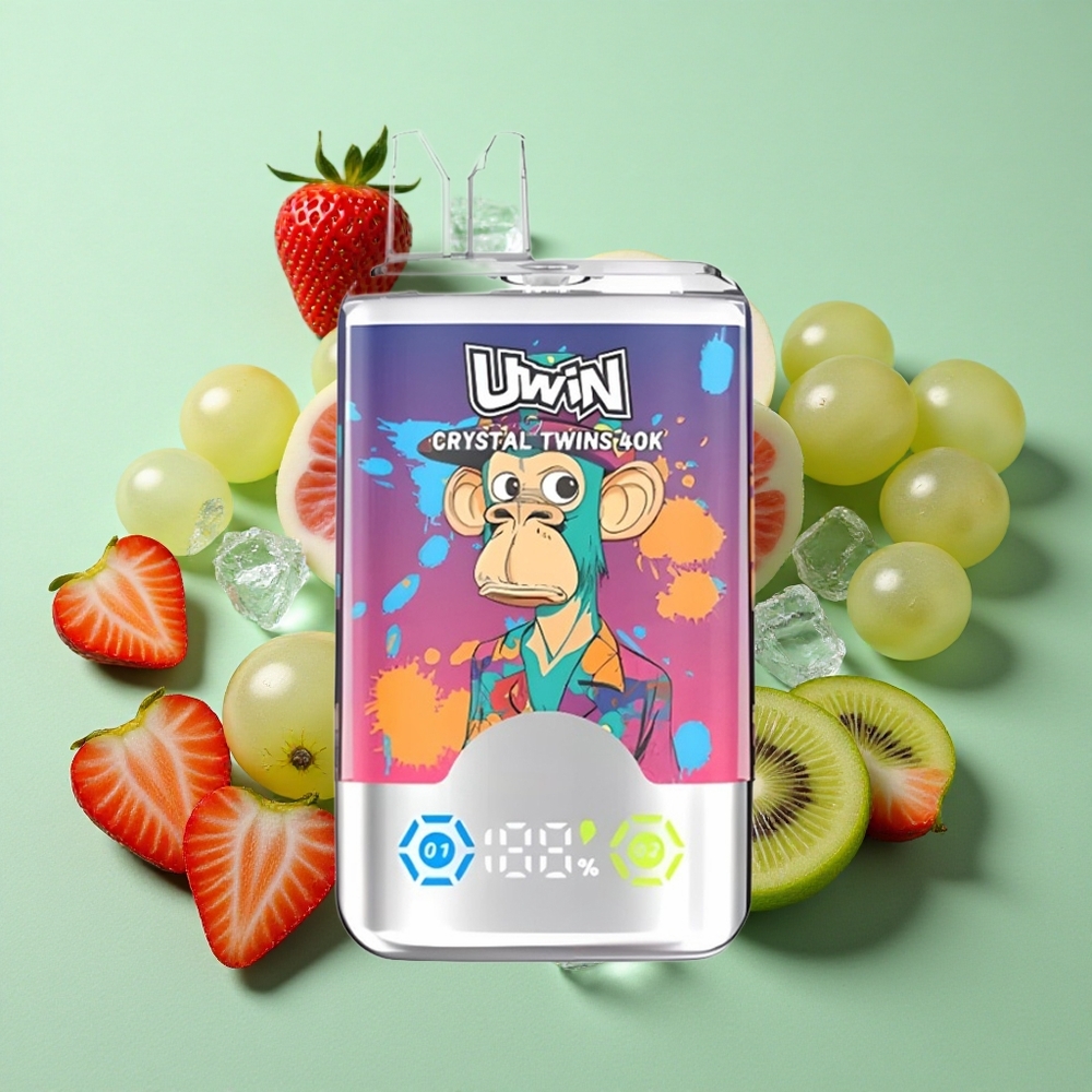 UWIN Crystal Twins 40000 Puffs Fresa Kiwi Uva Helada Doble Sabor Chile al por mayor