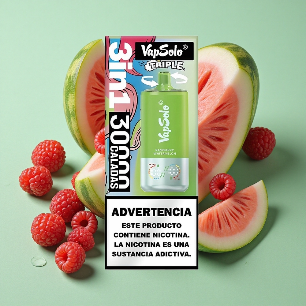 VapSolo Triple 30000 Puffs Frambuesa Sandía 40ml Chile al por mayor