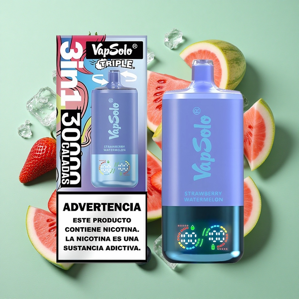 VapSolo Triple 30000 Puffs Fresa Sandía & Arándano Menta 40ml Chile al por mayor