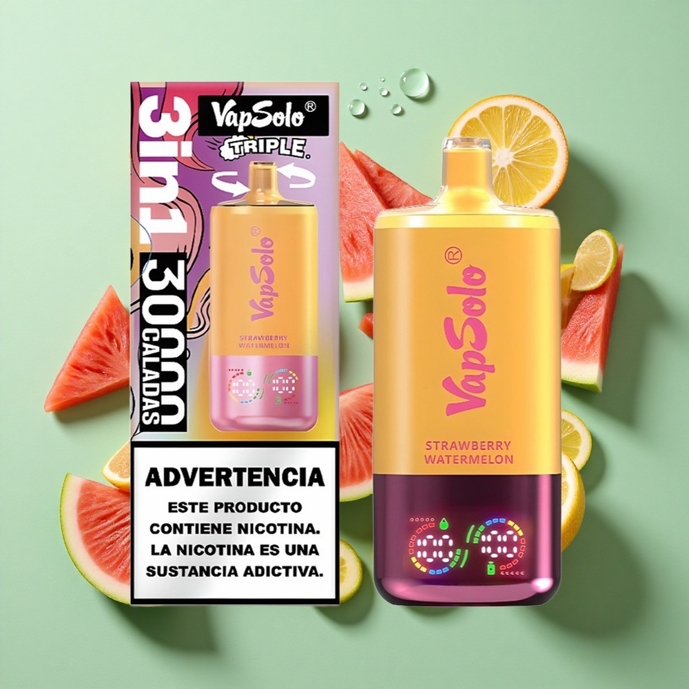 VapSolo Triple 30000 Puffs Fresa Sandía & Melocotón Limón 40ml Chile al por mayor