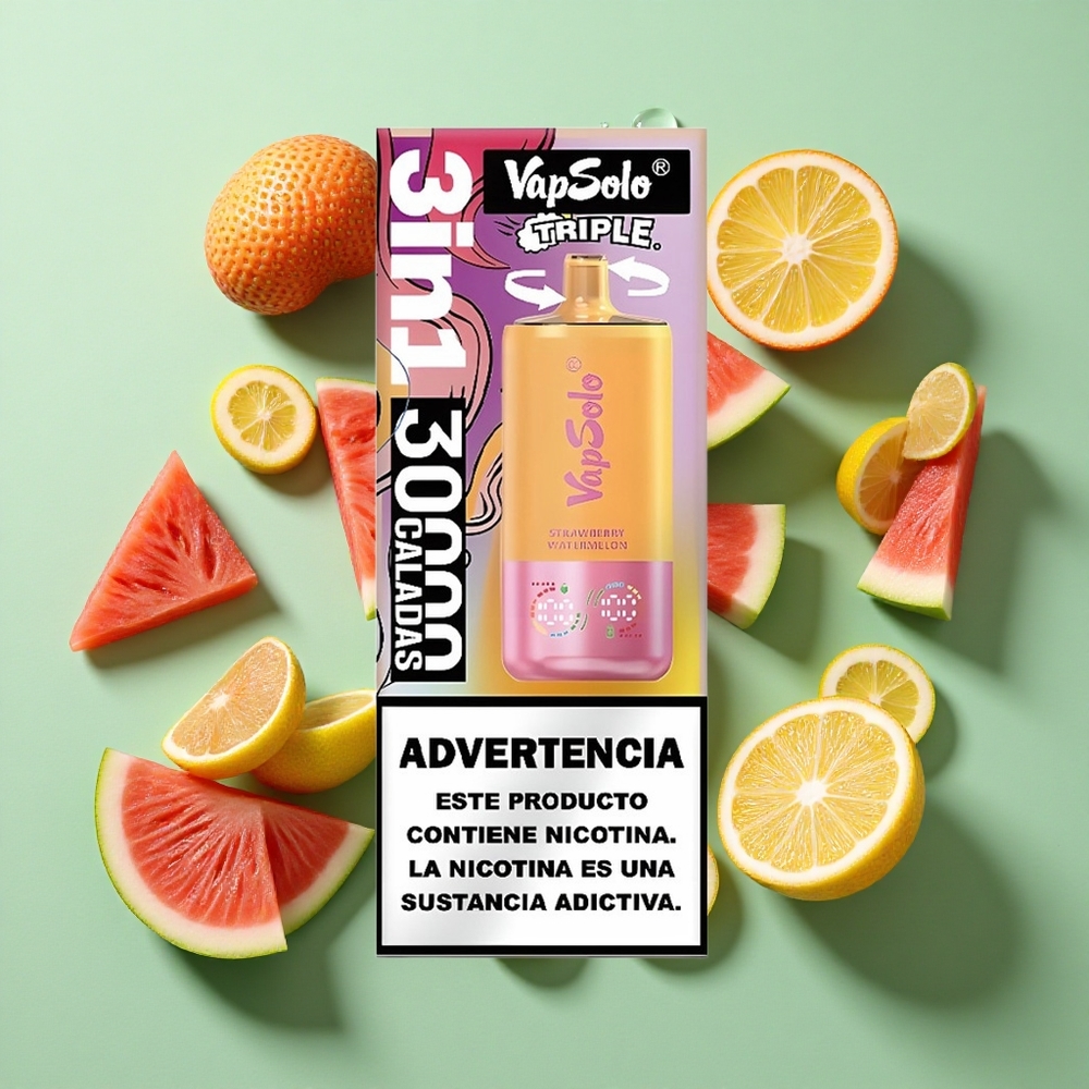 VapSolo Triple 30000 Puffs Fresa Sandía & Melocotón Limón 40ml Chile al por mayor