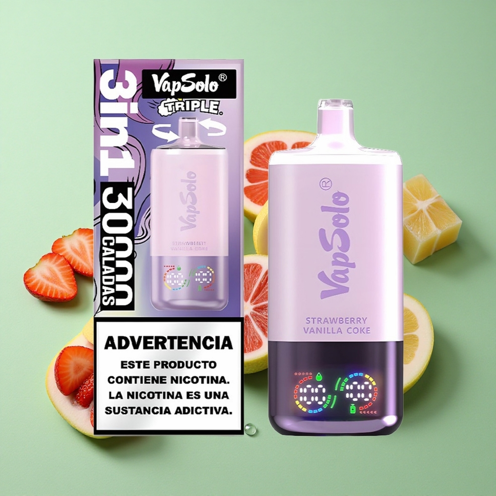 VapSolo Triple 30000 Puffs Fresa Vainilla Coca 40ml Chile al por mayor