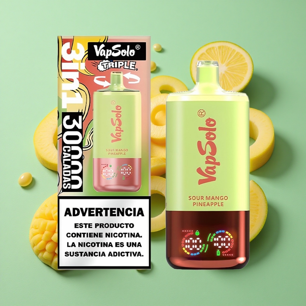 VapSolo Triple 30000 Puffs Mango Ácido Piña 40ml Chile al por mayor