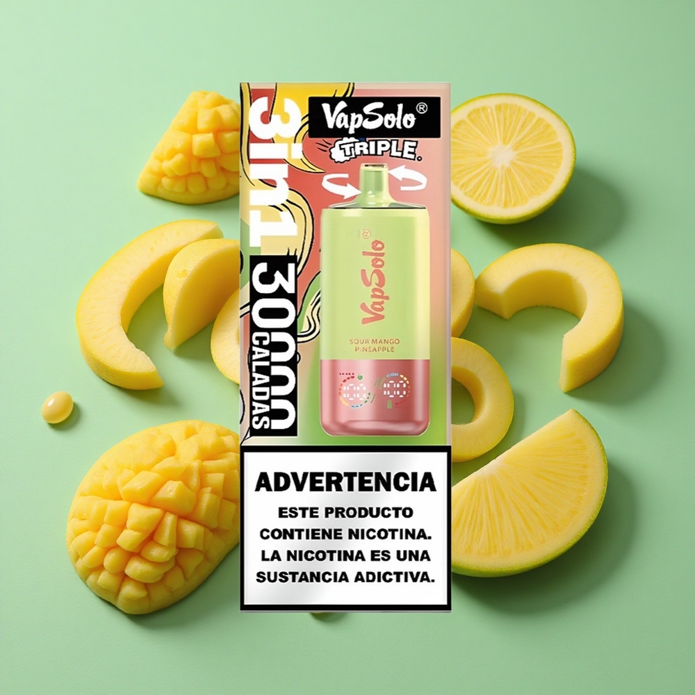 VapSolo Triple 30000 Puffs Mango Ácido Piña 40ml Chile al por mayor
