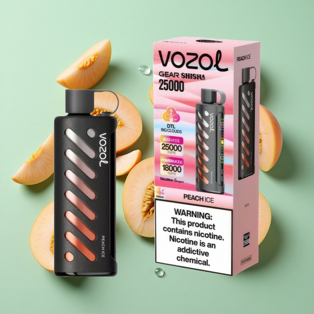 VOZOL Gear Shisha 25000 Puffs Melocotón Helado Dual Mesh Chile al por mayor